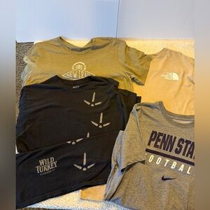 Men’s T-Shirts Bundle. Penn State, The North Face, Wild Turkey. Size Large.